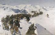 Franz Roubaud Count Argutinsky crossing the Caucasian range Sweden oil painting artist